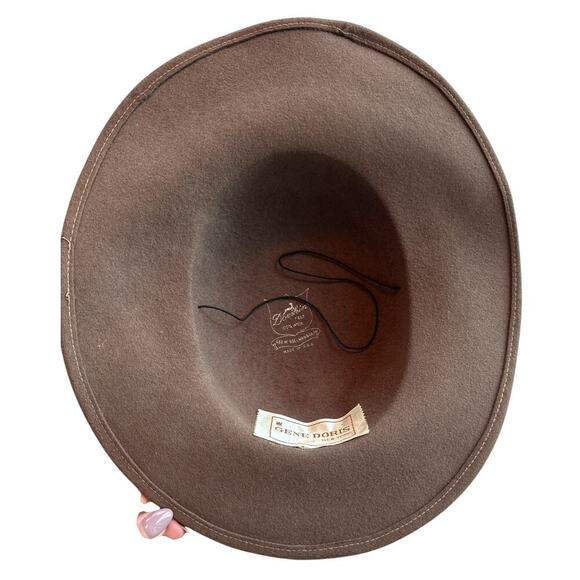 VTG 60\'s Coco Brown Millinery Wool Felt Sequin Tilt Cartwheel Hat Tea Party